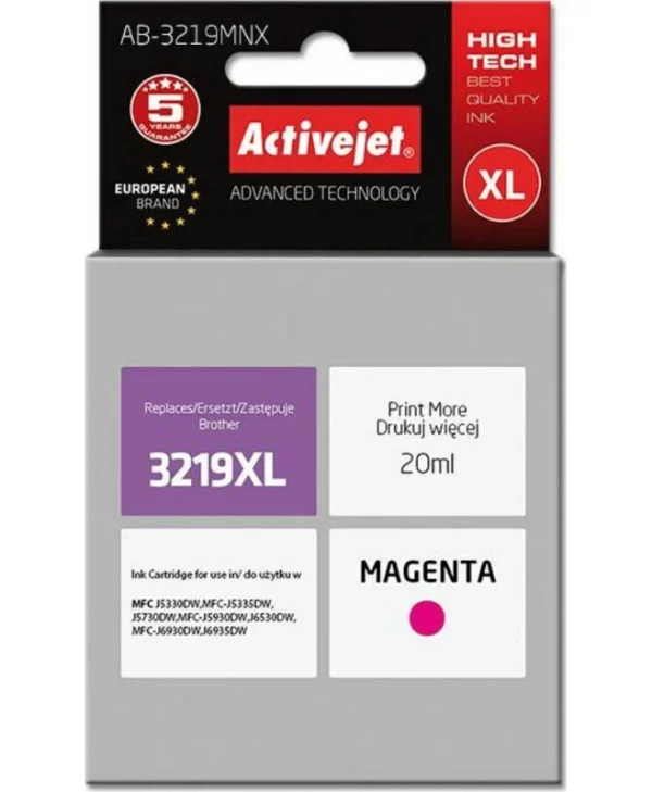 Active Jet Συμβατό Μελάνι Εκτυπωτή InkJet Brother LC3219MXL 20ml Ματζέντα 1τμχ