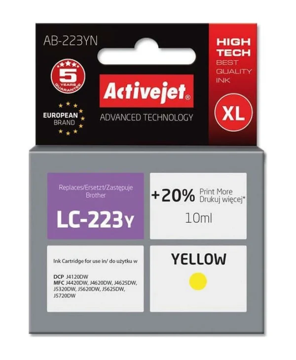 Active Jet Συμβατό Μελάνι Εκτυπωτή InkJet Brother LC-223Y 10ml Κίτρινο