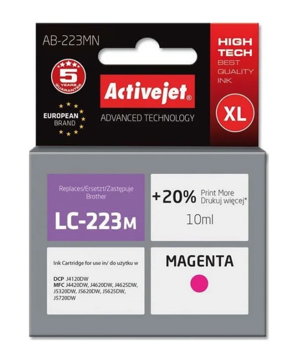 Active Jet Συμβατό Μελάνι Εκτυπωτή InkJet Brother LC-223M 10ml Ματζέντα 1τμχ