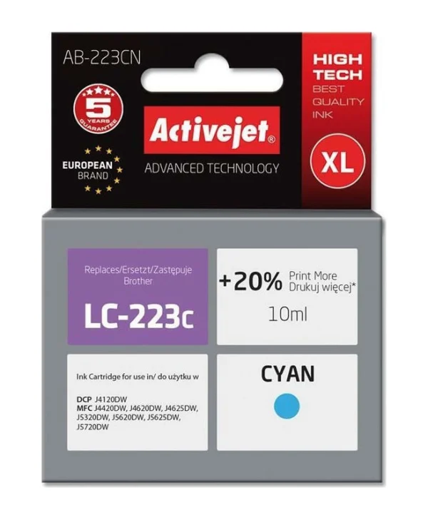 Active Jet Συμβατό Μελάνι Εκτυπωτή InkJet Brother LC-223C 10ml Κυανό