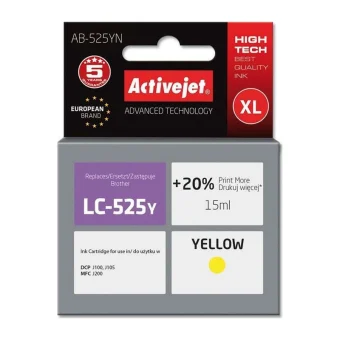 Active Jet Συμβατό Μελάνι Εκτυπωτή InkJet Brother LC-525Y 15ml Κίτρινο 1τμχ