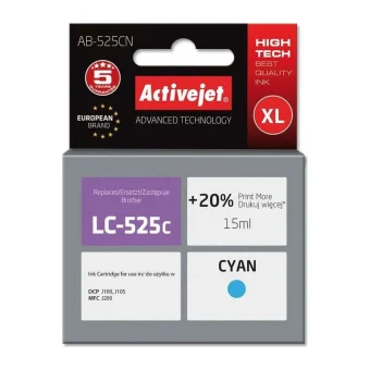 Active Jet Συμβατό Μελάνι Εκτυπωτή InkJet Brother LC-525C 15ml Κυανό 1τμχ
