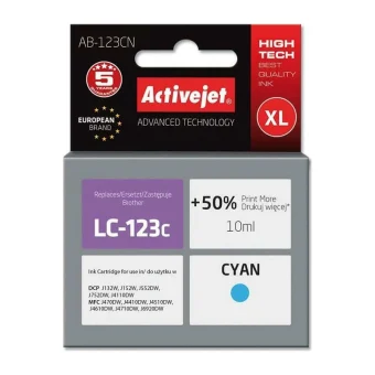 Active Jet Συμβατό Μελάνι Εκτυπωτή InkJet Brother LC-123C/LC-121C 10ml Κυανό