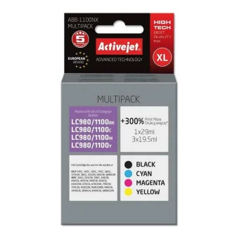 Active Jet Πακέτο Συμβατών Μελανιών Εκτυπωτή InkJet Brother LC980BK/C/M/Y LC1100BK/C/M/Y Πολλαπλό (Color) / Μαύρο 4τμχ