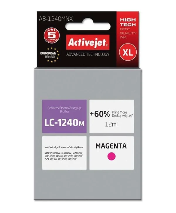 Active Jet Συμβατό Μελάνι Εκτυπωτή InkJet Brother LC-1240M 12ml Ματζέντα 1τμχ