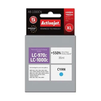 Active Jet Συμβατό Μελάνι Εκτυπωτή InkJet Brother LC-1000C/LC-970C 36ml Κυανό 1τμχ