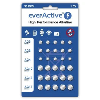 Mini Alkaline Battery Set Everactive 10 X G3 Lr41 5 X G4 Lr626 5 X G10 Lr1130 10 X G13 Lr1154