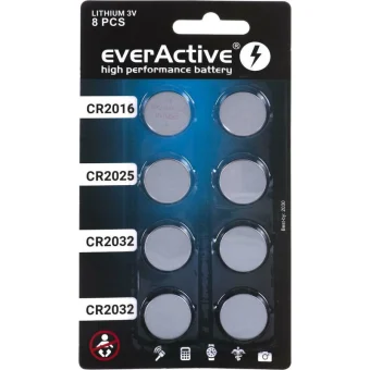 everActive Μπαταρίες Λιθίου Ρολογιών CR2016 / CR2025 / CR2032 3V 8τμχ