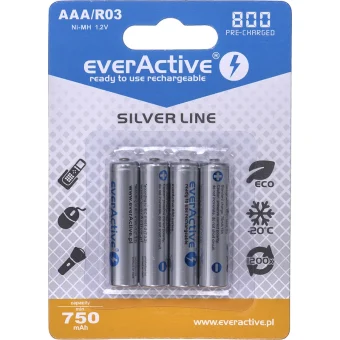 everActive Silver Line Επαναφορτιζόμενες Μπαταρίες AAA Ni-MH 800mAh 1.2V 4τμχ