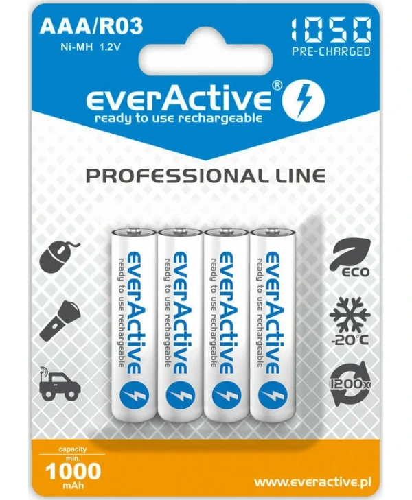 everActive Professional Line Επαναφορτιζόμενες Μπαταρίες AAA Ni-MH 1050mAh 1.2V 4τμχ