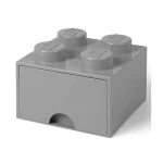 LEGO Παιδικό Κουτί Αποθήκευσης από Πλαστικό 4 Knobs Γκρι 25x25x18cm - Image 3
