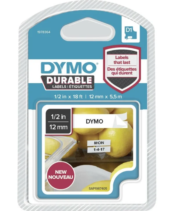 Dymo Ταινία Ετικετογράφου 5.5m x 12mm σε Λευκό Χρώμα