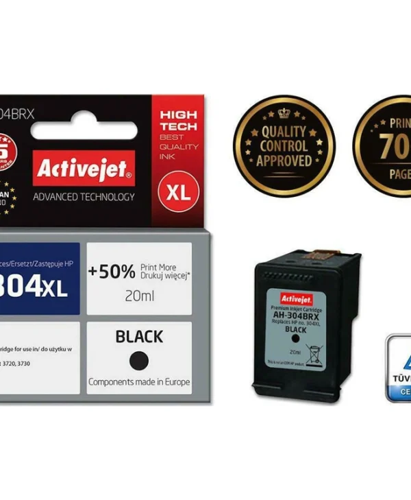 Active Jet Συμβατό Μελάνι Εκτυπωτή InkJet HP 304XL N9K08AE 300 Σελίδων 20ml Μαύρο 1τμχ
