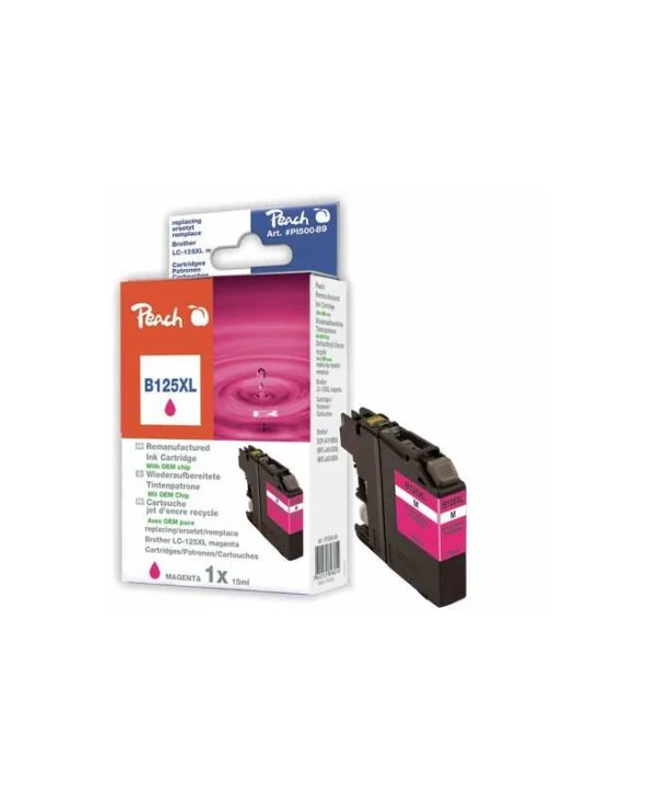 Peach Συμβατό Μελάνι Εκτυπωτή InkJet Brother LC-125XL 15ml Ματζέντα 1τμχ