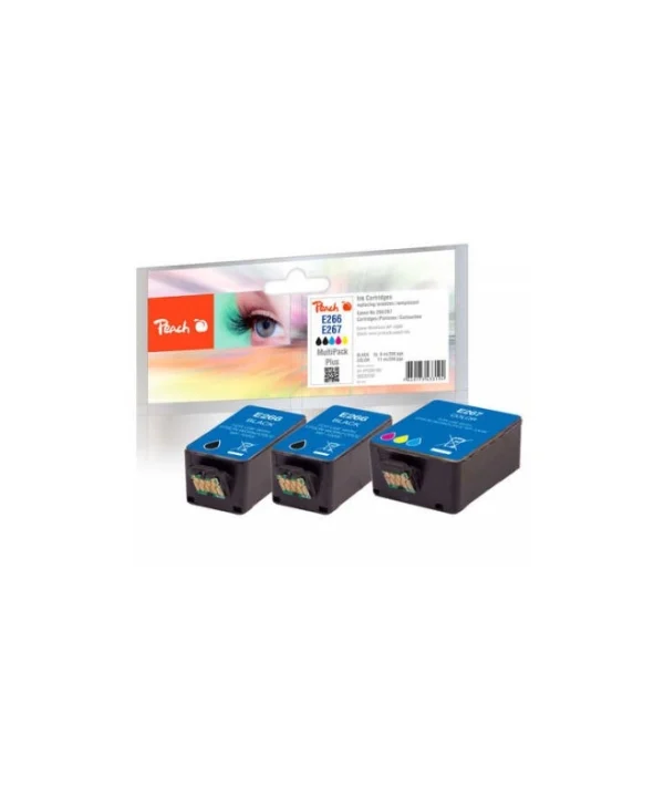 Peach Πακέτο Συμβατών Μελανιών Εκτυπωτή InkJet Μαύρο 3τμχ