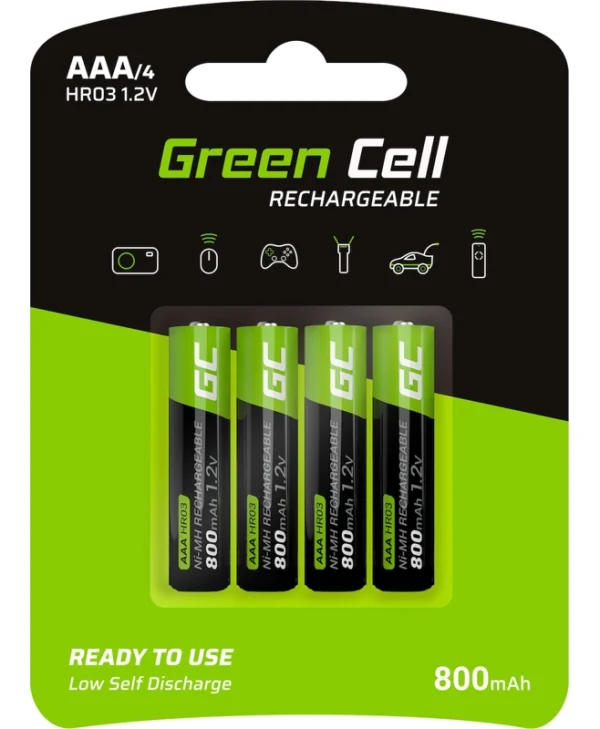 Green Cell Επαναφορτιζόμενες Μπαταρίες AAA Ni-MH 800mAh 1.2V 4τμχ