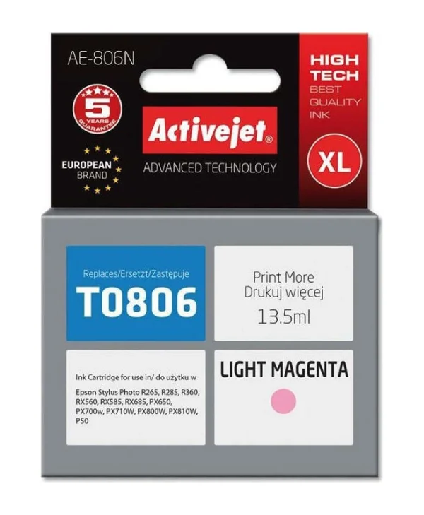 Active Jet Συμβατό Μελάνι Εκτυπωτή InkJet Epson T0806 13.5ml Ματζέντα 1τμχ