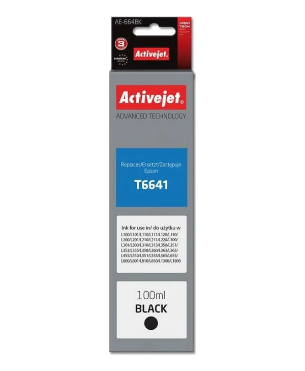 Active Jet Συμβατό Μελάνι Εκτυπωτή InkJet Epson T6641 100ml Μαύρο 1τμχ