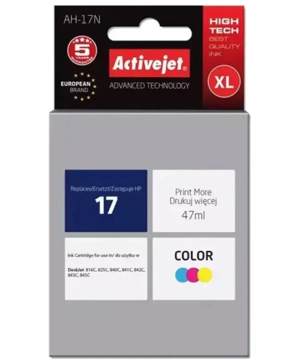Active Jet Συμβατό Μελάνι Εκτυπωτή InkJet HP 17 C6625A 47ml Πολλαπλό (Color) 1τμχ