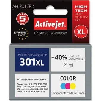 Active Jet Συμβατό Μελάνι Εκτυπωτή InkJet HP 301XL CH564EE 460 Σελίδων 21ml Πολλαπλό (Color) 1τμχ