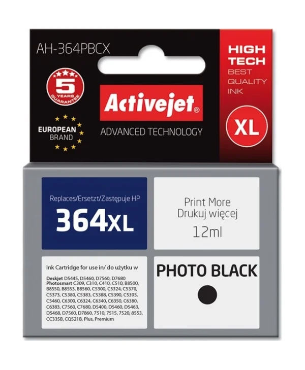Active Jet Συμβατό Μελάνι Εκτυπωτή InkJet HP 364XL CB322EE 12ml Μαύρο 1τμχ
