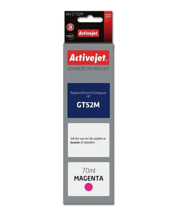 Active Jet Συμβατό Μελάνι Εκτυπωτή InkJet HP GT52M M0H55AE 70ml Ματζέντα 1τμχ