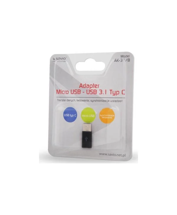 Savio Μετατροπέας micro USB female σε USB-C male 1τμχ AK-31/B AK-31/B