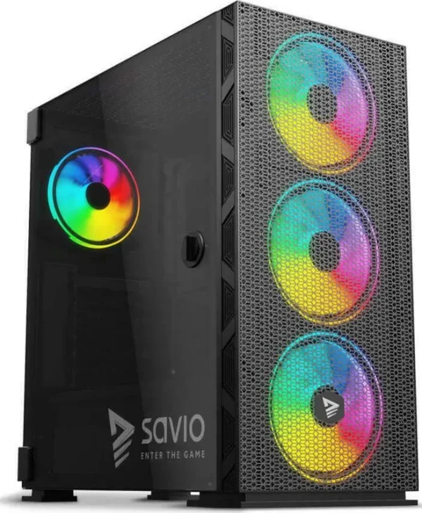 Savio Raptor X1 ARGB Gaming Midi Tower Κουτί Υπολογιστή με Πλαϊνό Παράθυρο Μαύρο