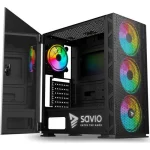 Savio Raptor X1 ARGB Gaming Midi Tower Κουτί Υπολογιστή με Πλαϊνό Παράθυρο Μαύρο - Image 2