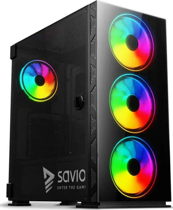 Savio Prime X1 ARGB Gaming Full Tower Κουτί Υπολογιστή με Πλαϊνό Παράθυρο Μαύρο