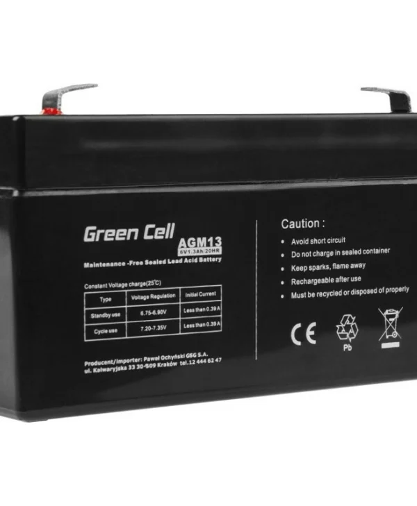 Green Cell Μπαταρία UPS με Χωρητικότητα 1.3Ah και Τάση 6V AGM13 1τμχ AGM13