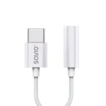 Savio Ak-51 Μετατροπέας USB-C male σε 3.5mm female Λευκό 1τμχ