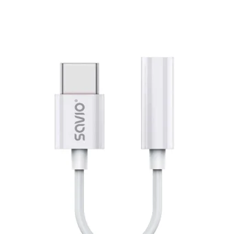 Savio Ak-51 Μετατροπέας USB-C male σε 3.5mm female Λευκό 1τμχ