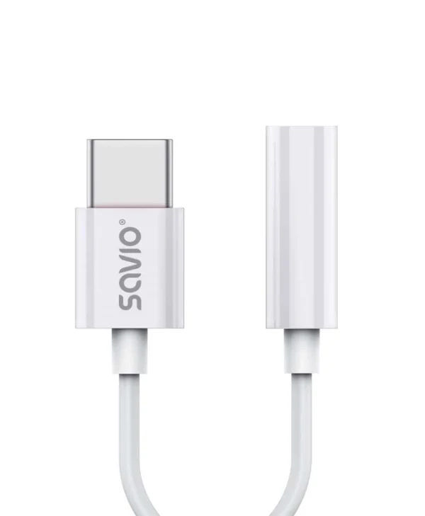 Savio Ak-51 Μετατροπέας USB-C male σε 3.5mm female Λευκό 1τμχ