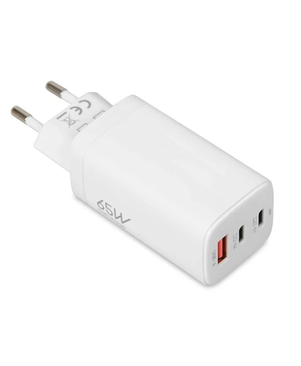 iBox Φορτιστής Χωρίς Καλώδιο GaN με Θύρα USB-A και 2 Θύρες USB-C 65W Λευκός (C-65)