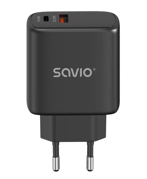 Savio Φορτιστής Χωρίς Καλώδιο με Θύρα USB-A και Θύρα USB-C 30W Power Delivery / Quick Charge 3.0 Μαύρος (LA-06)