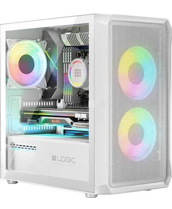 Logic Portos ARGB Mini Tower Κουτί Υπολογιστή με Πλαϊνό Παράθυρο Λευκό