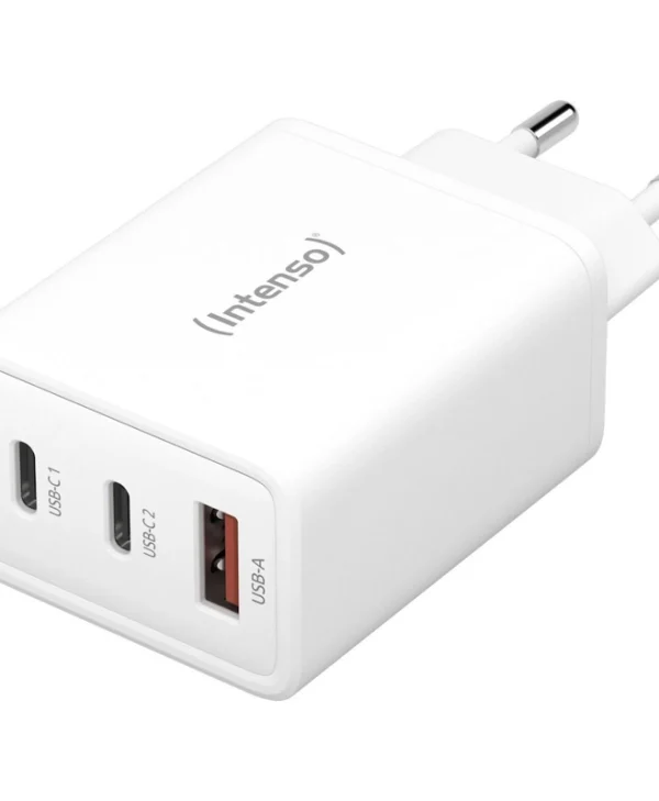Intenso Φορτιστής Χωρίς Καλώδιο GaN με Θύρα USB-A και 2 Θύρες USB-C 65W Λευκός (W65ACC)
