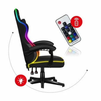 Huzaro Force 4.4 Καρέκλα Gaming Δερματίνης με RGB Φωτισμό Μαύρη