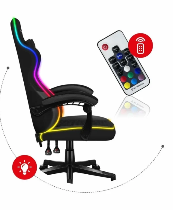 Huzaro Force 4.4 Καρέκλα Gaming Δερματίνης με RGB Φωτισμό Μαύρη