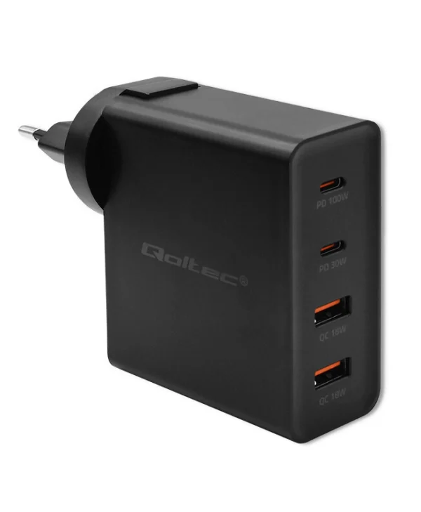 Qoltec Φορτιστής Χωρίς Καλώδιο GaN 130W Power Delivery Μαύρος (Power Pro)