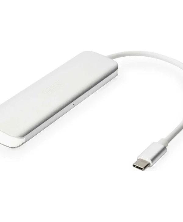 Digitus USB 3.0 Hub 5 Θυρών με σύνδεση USB-C & Θύρα Φόρτισης Ασημί