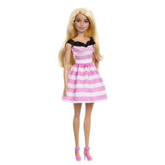 Barbie Κούκλα Blonde with Pink Striped Dress για 3+ Ετών 29εκ.