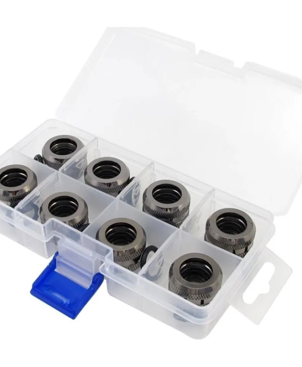 Xspc G1/4" Connectors 14mm Hard Tube Black Chrome 8 Pieces
