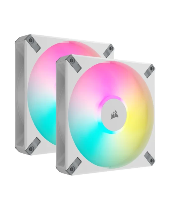 Corsair iCUE AF140 Elite Case Fan με RGB Φωτισμό και Σύνδεση 4-Pin PWM 2τμχ Λευκό
