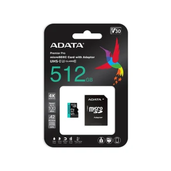 Adata High Endurance microSDXC 512GB Class 10 U3 V30 A2 UHS-I με αντάπτορα
