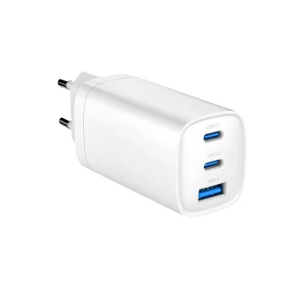 Gembird Φορτιστής Χωρίς Καλώδιο GaN με Θύρα USB-A και 2 Θύρες USB-C 65W Λευκός (TA-UC-PDQC65-01-W) TA-UC-PDQC65-01-W