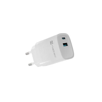 Natec Φορτιστής Χωρίς Καλώδιο GaN με Θύρα USB-A και Θύρα USB-C Power Delivery / Quick Charge 3.0 Λευκός (NUC-2140) NUC-2140
