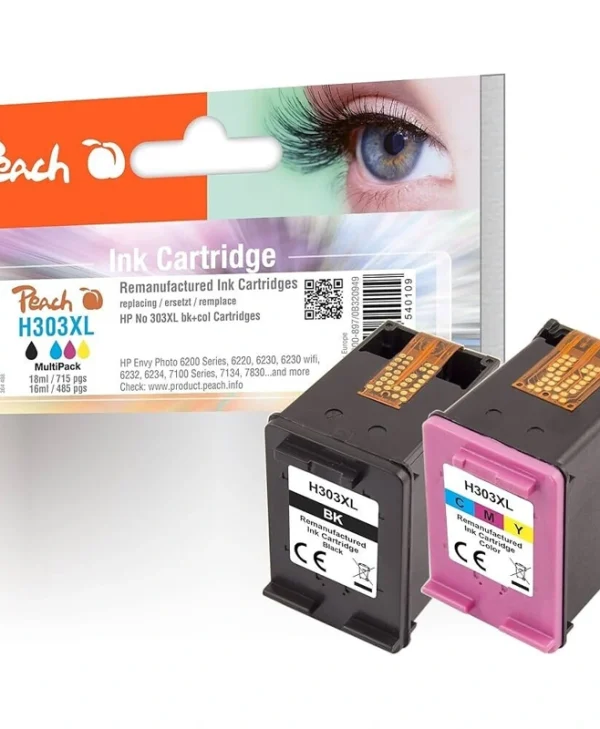 Peach Πακέτο Συμβατών Μελανιών Εκτυπωτή InkJet HP 303XL 715 Σελίδων 18ml Μαύρο 1τμχ