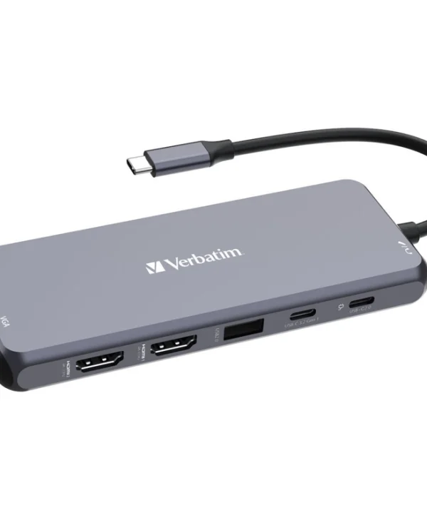 Verbatim USB-C Pro CMH-14 USB-C Docking Station με HDMI 4K PD Ethernet και σύνδεση 3 Οθονών Γκρι